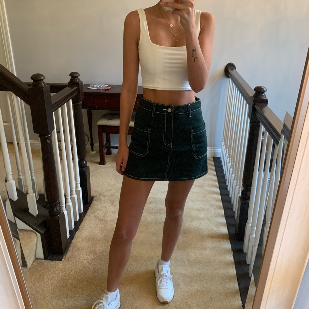 Hunter Green Mini Skirt - Picture 2 of 2